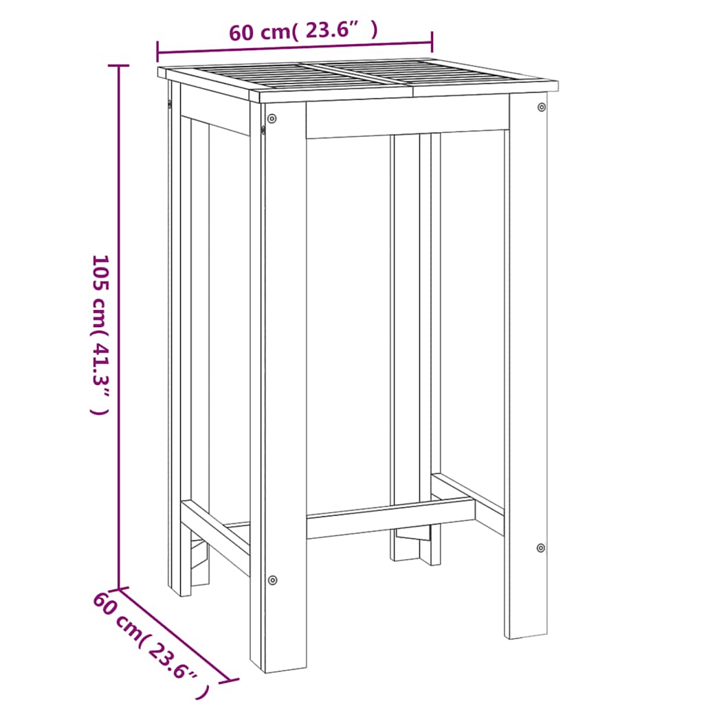 Garten-Bartisch 60x60x105 cm Massivholz Akazie – Bild 6