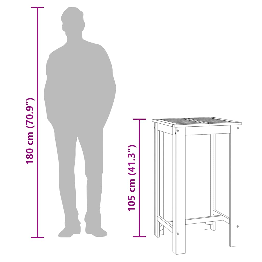 Garten-Bartisch 60x60x105 cm Massivholz Akazie – Bild 7