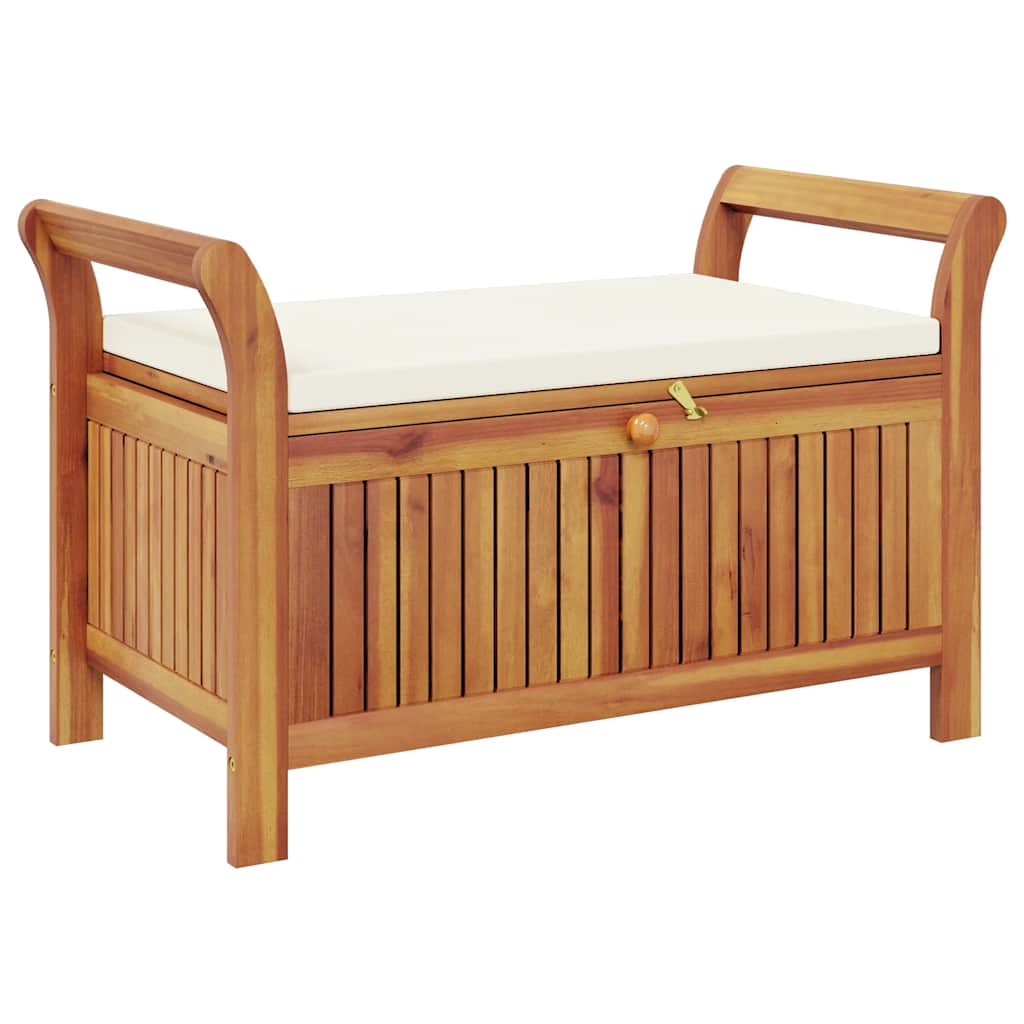 Garten-Truhenbank mit Kissen 91 cm Massivholz Akazie – Bild 2