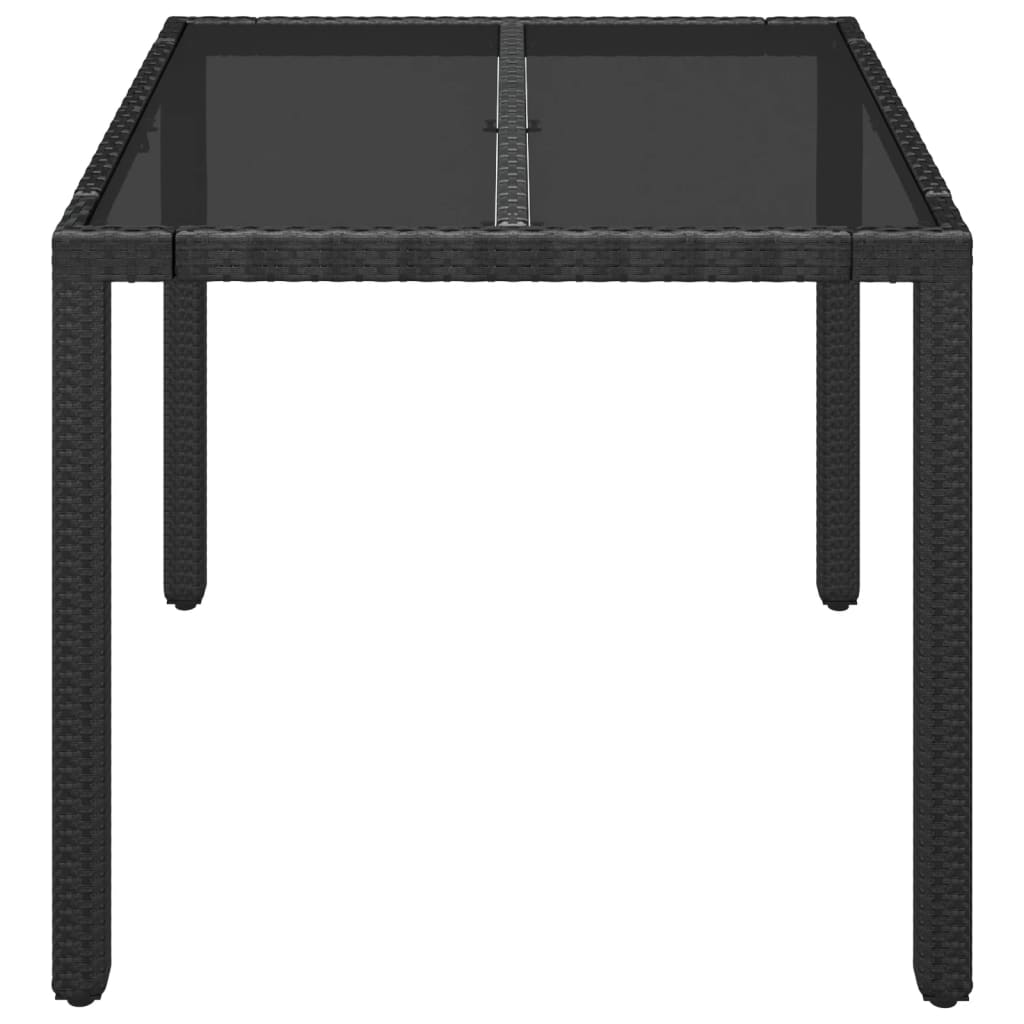 Gartentisch mit Glasplatte Schwarz 90x90x75 cm Poly Rattan – Bild 3