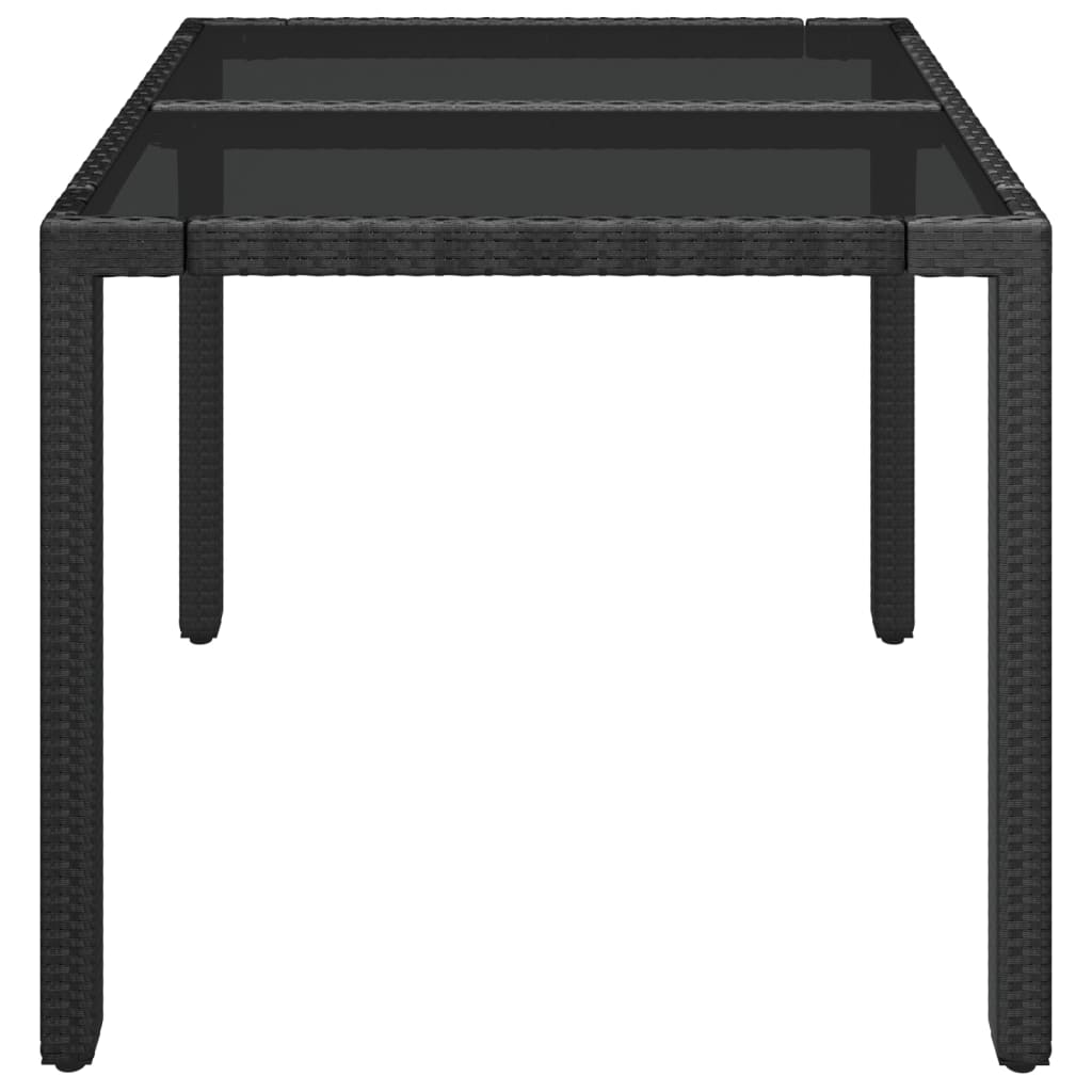 Gartentisch mit Glasplatte Schwarz 90x90x75 cm Poly Rattan – Bild 4