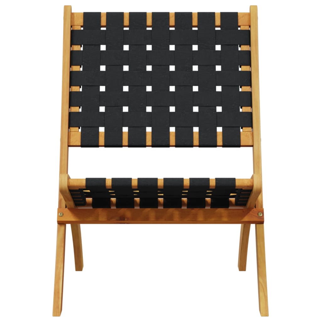 Gartenstühle 2 Stk. Klappbar mit Tisch Schwarz Massivholz – Bild 3