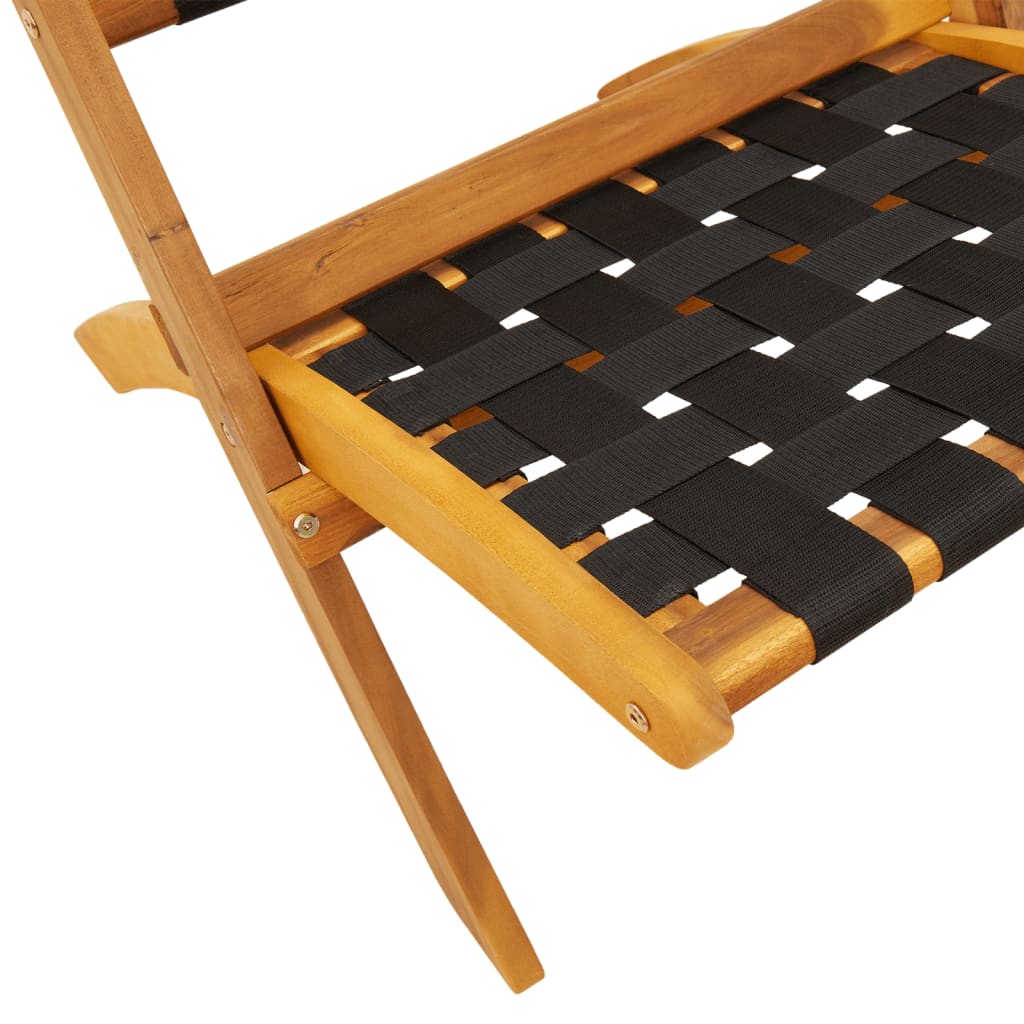 Gartenstühle 2 Stk. Klappbar mit Tisch Schwarz Massivholz – Bild 5