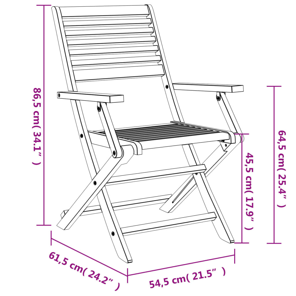 Gartenstühle 6 Stk. Klappbar 54,5x61,5x86,5cm Massivholz Akazie – Bild 7