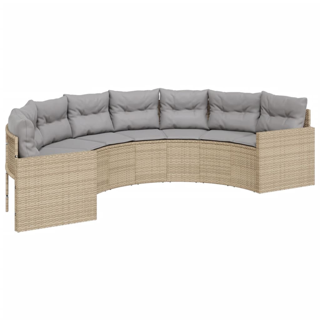 2-tlg. Garten-Sofagarnitur Halbrund Beige Poly-Rattan – Bild 3