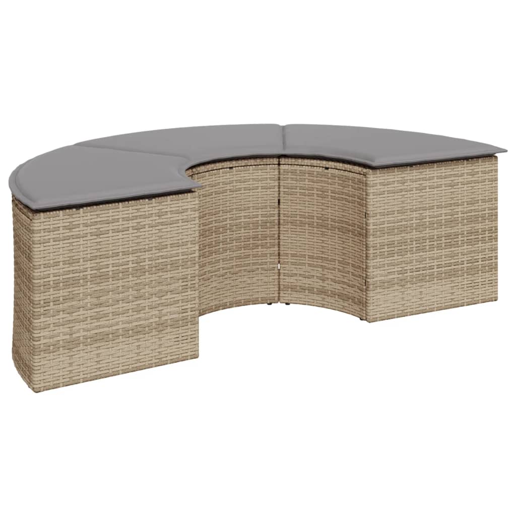 2-tlg. Garten-Sofagarnitur Halbrund Beige Poly-Rattan – Bild 4