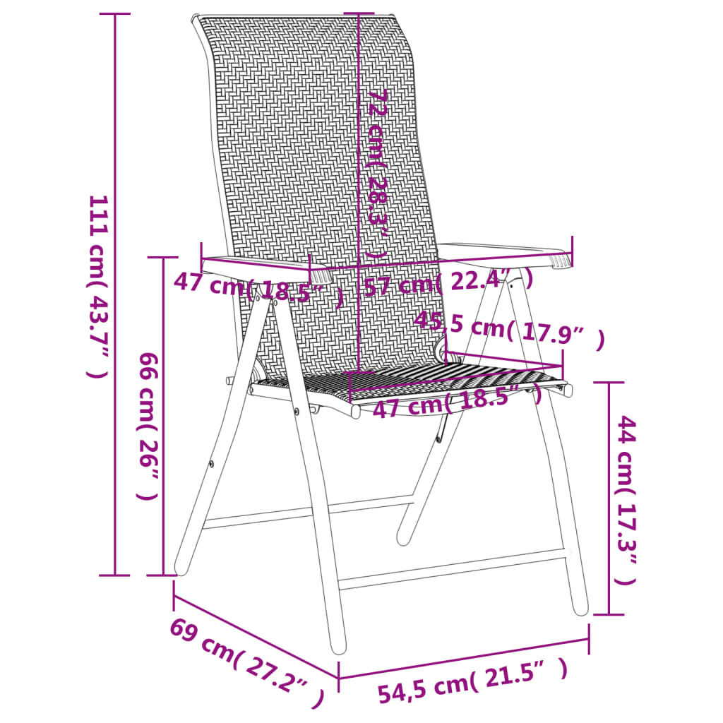Gartenstühle 4 Stk. Klappbar Braun Poly Rattan – Bild 11