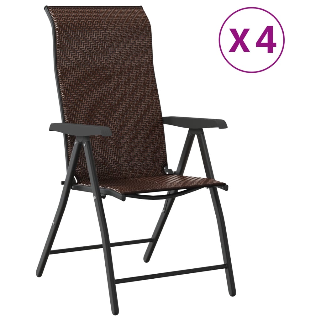 Gartenstühle 4 Stk. Klappbar Braun Poly Rattan – Bild 2