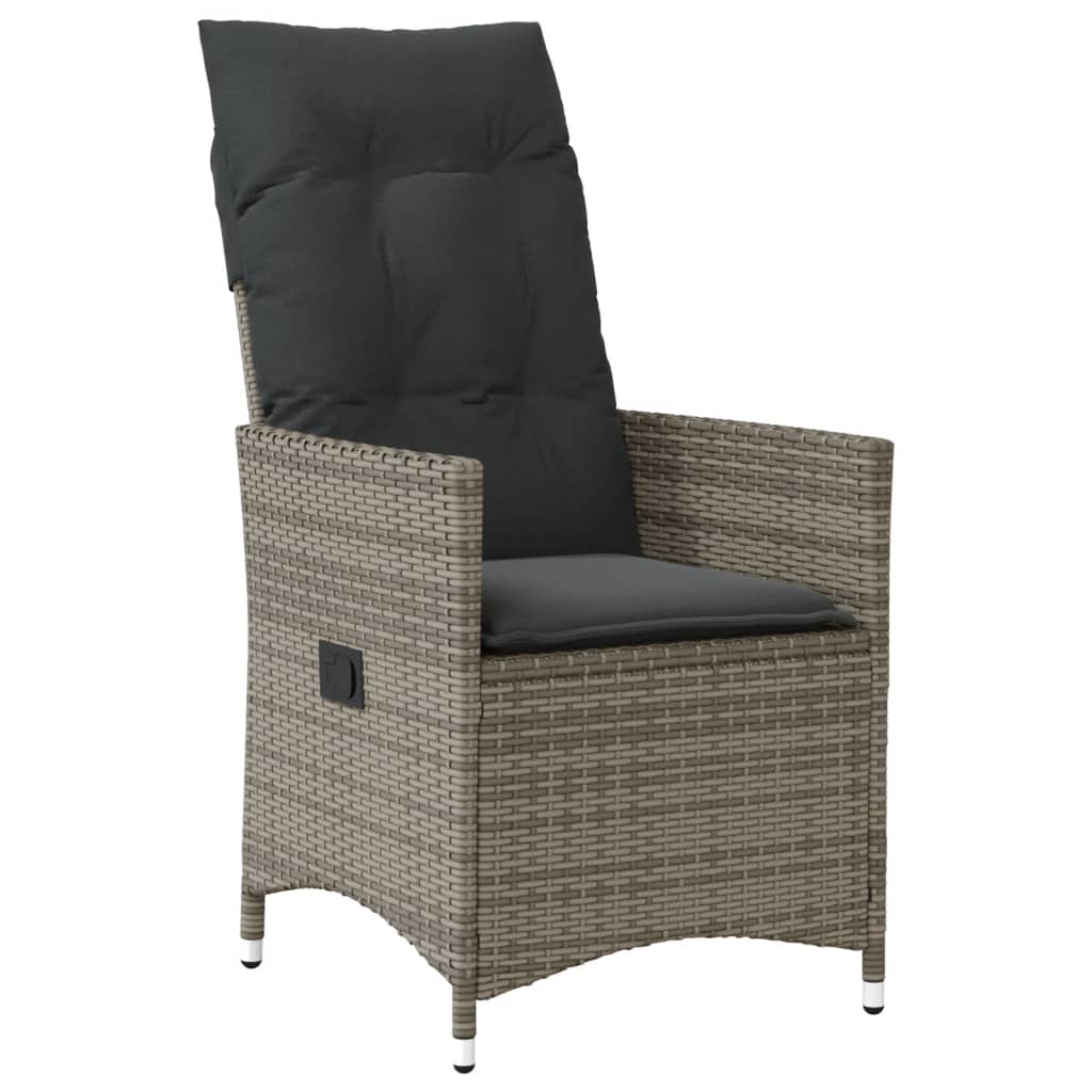 3-tlg. Bistro-Set mit Kissen Grau Poly Rattan – Bild 3