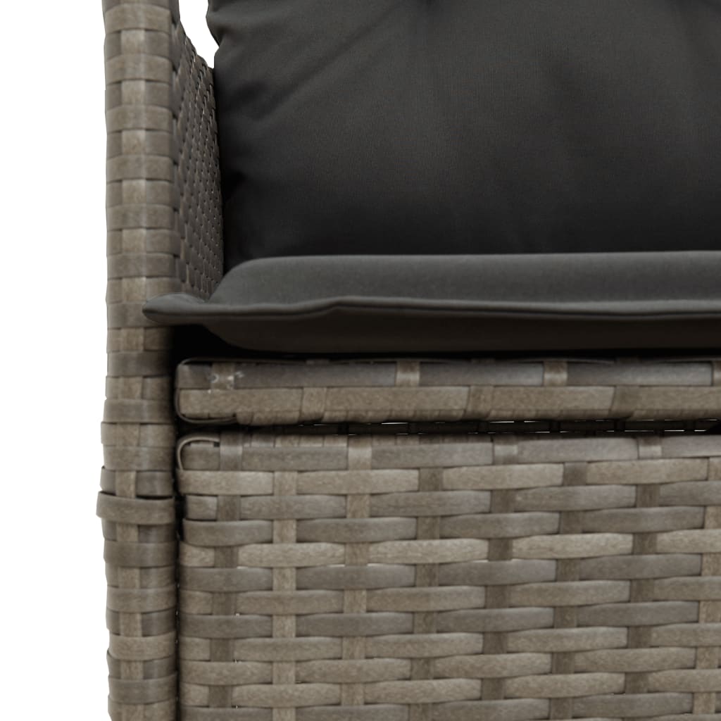 3-tlg. Bistro-Set mit Kissen Grau Poly Rattan – Bild 5