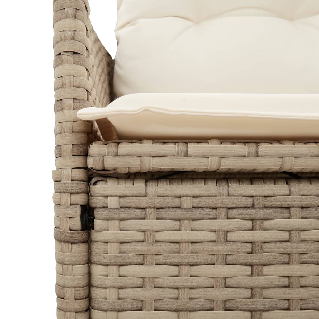 3-tlg. Bistro-Set mit Kissen Beige Poly Rattan – Bild 5