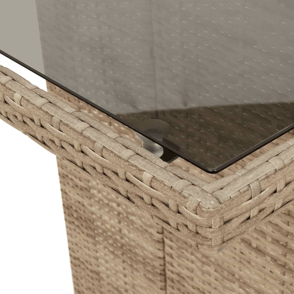7-tlg. Garten-Essgruppe mit Kissen Beige Poly Rattan – Bild 5