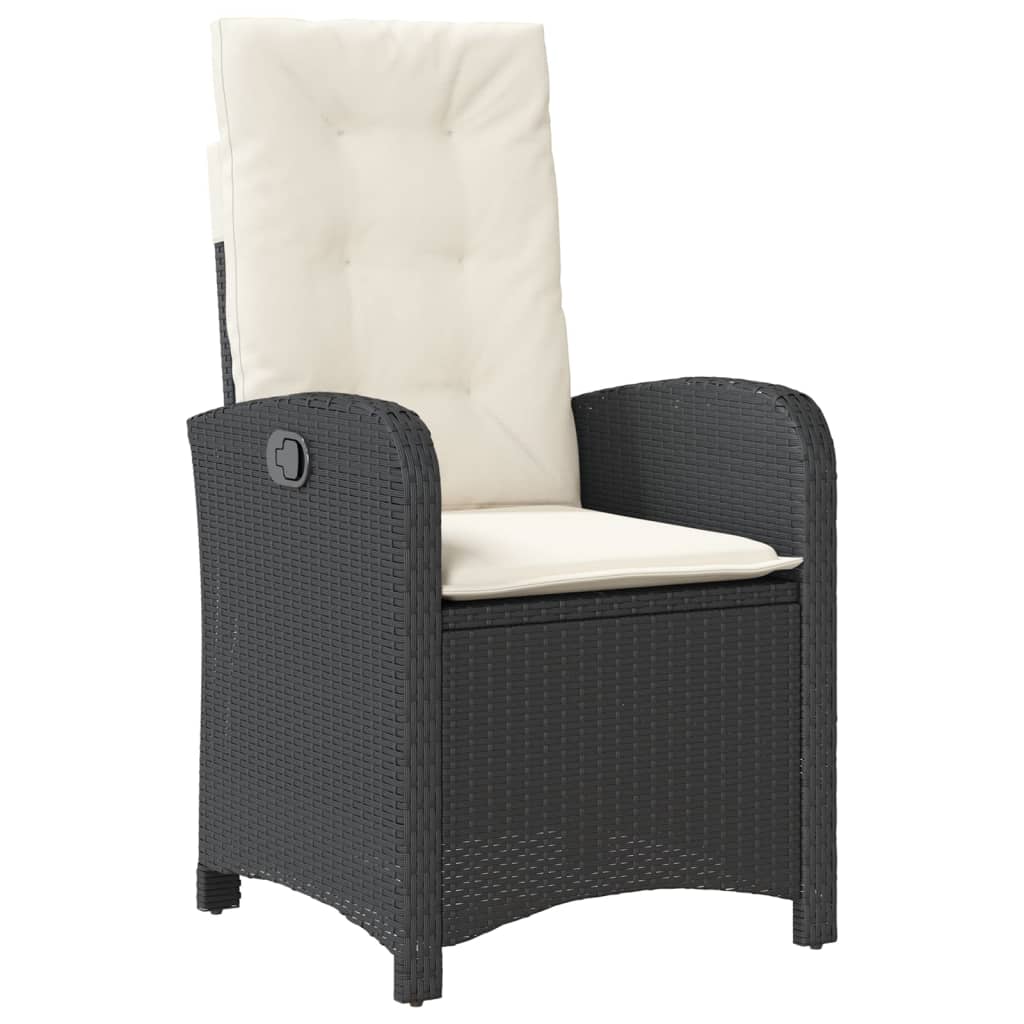 3-tlg. Garten-Essgruppe mit Kissen Schwarz Poly Rattan – Bild 4