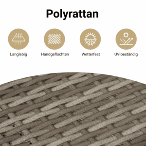 3-tlg. Garten-Essgruppe mit Kissen Grau Poly Rattan