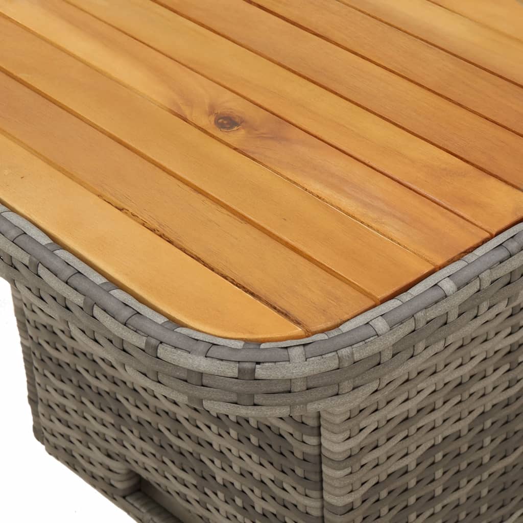 3-tlg. Garten-Essgruppe mit Kissen Grau Poly Rattan – Bild 6