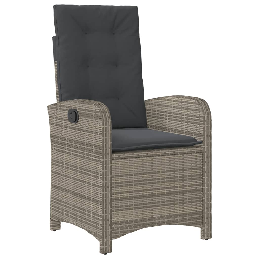 3-tlg. Garten-Essgruppe mit Kissen Grau Poly Rattan – Bild 7