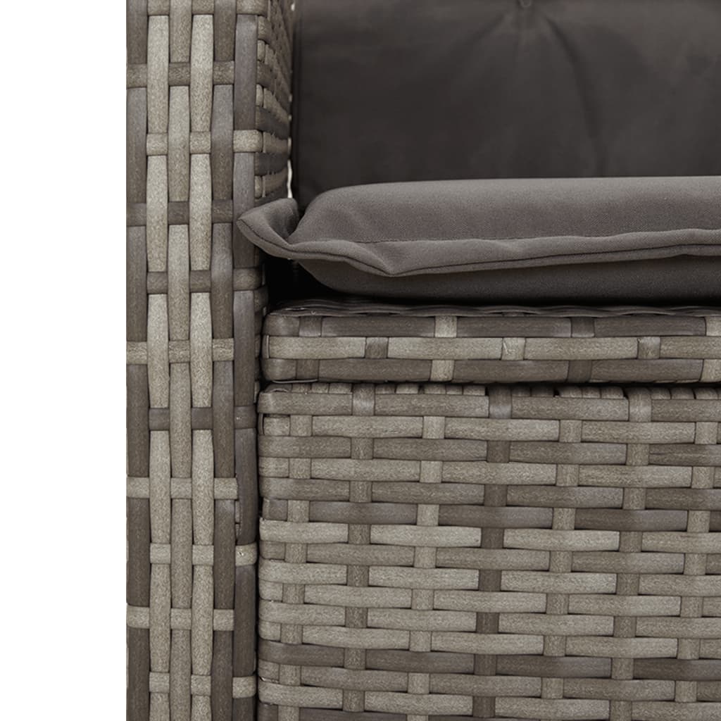 3-tlg. Garten-Essgruppe mit Kissen Grau Poly Rattan – Bild 8