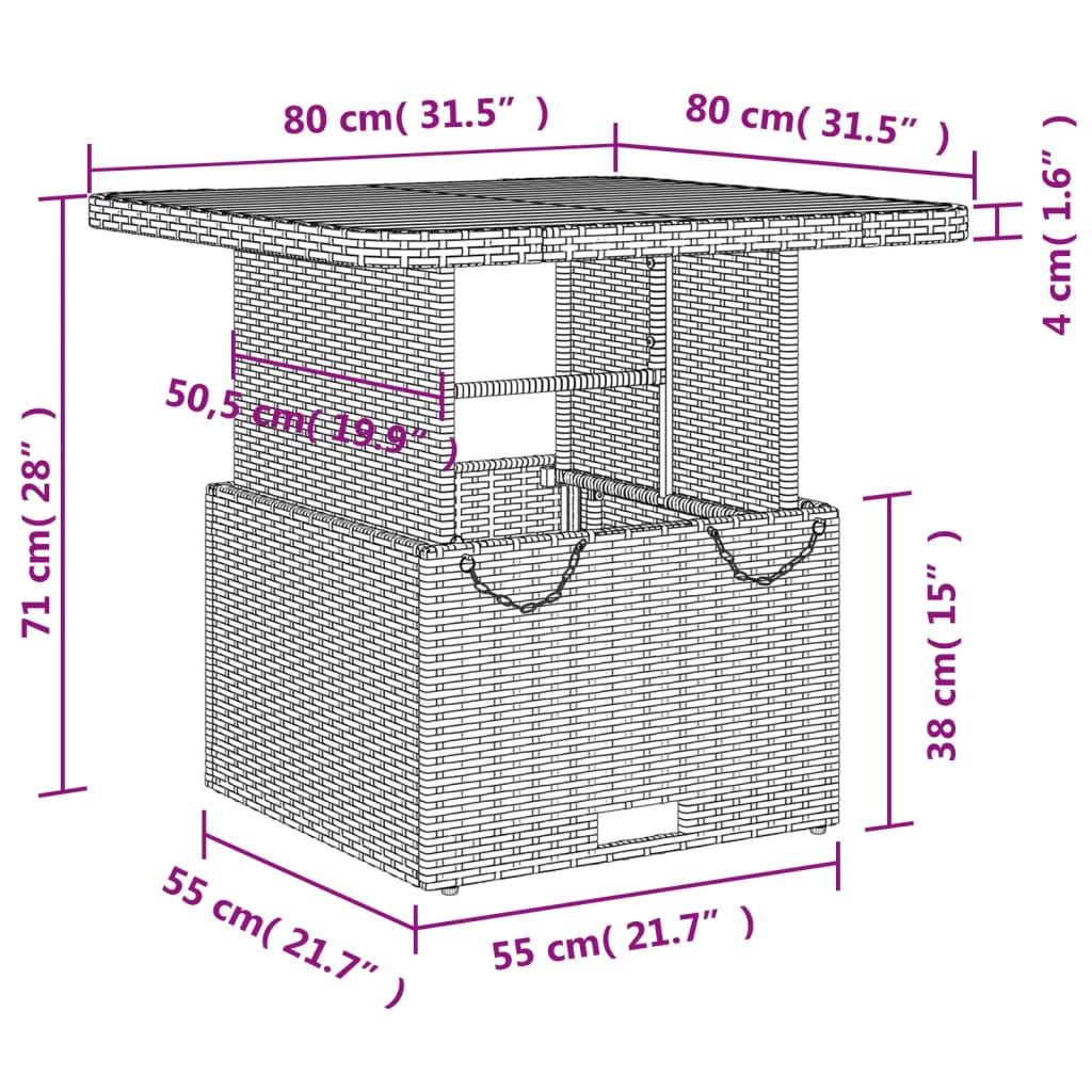 3-tlg. Garten-Essgruppe mit Kissen Grau Poly Rattan – Bild 11