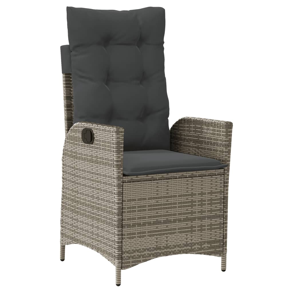 3-tlg. Garten-Essgruppe mit Kissen Grau Poly Rattan – Bild 4