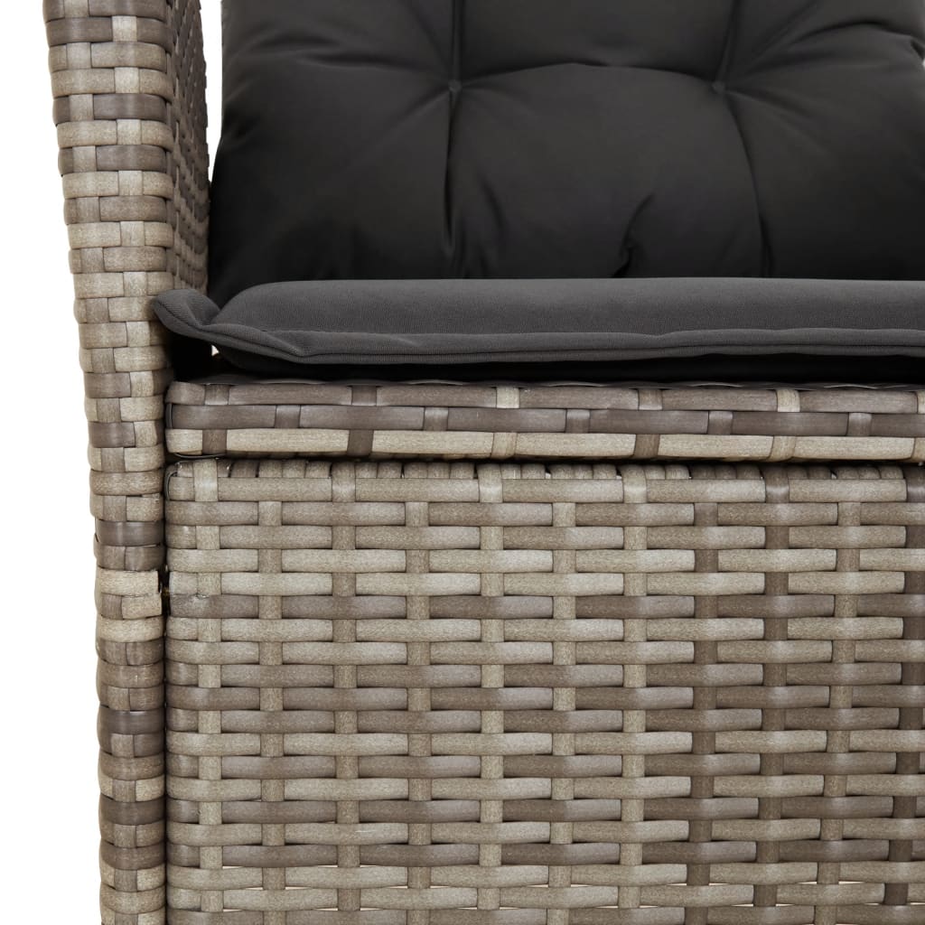 3-tlg. Garten-Essgruppe mit Kissen Grau Poly Rattan – Bild 6