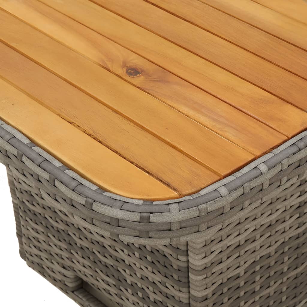 3-tlg. Garten-Essgruppe mit Kissen Grau Poly Rattan – Bild 7