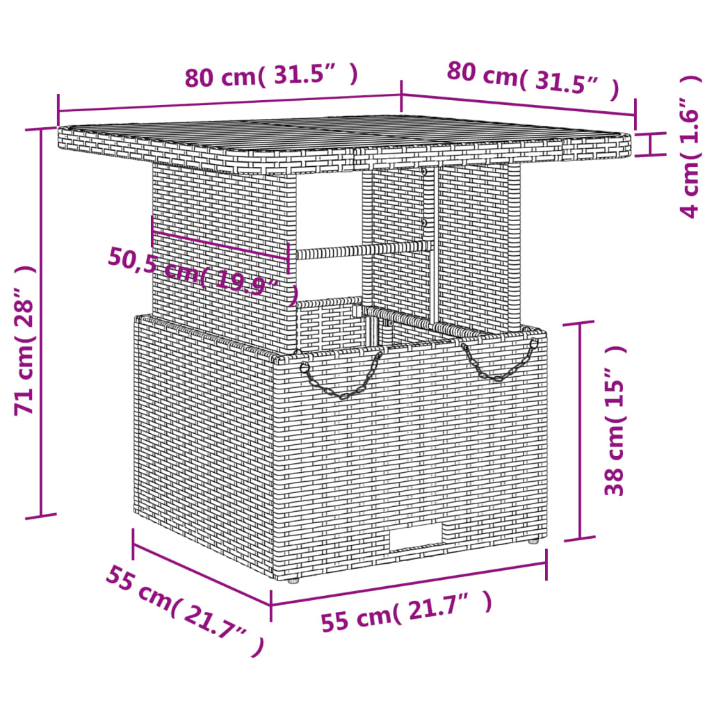 3-tlg. Garten-Essgruppe mit Kissen Beige Poly Rattan – Bild 11