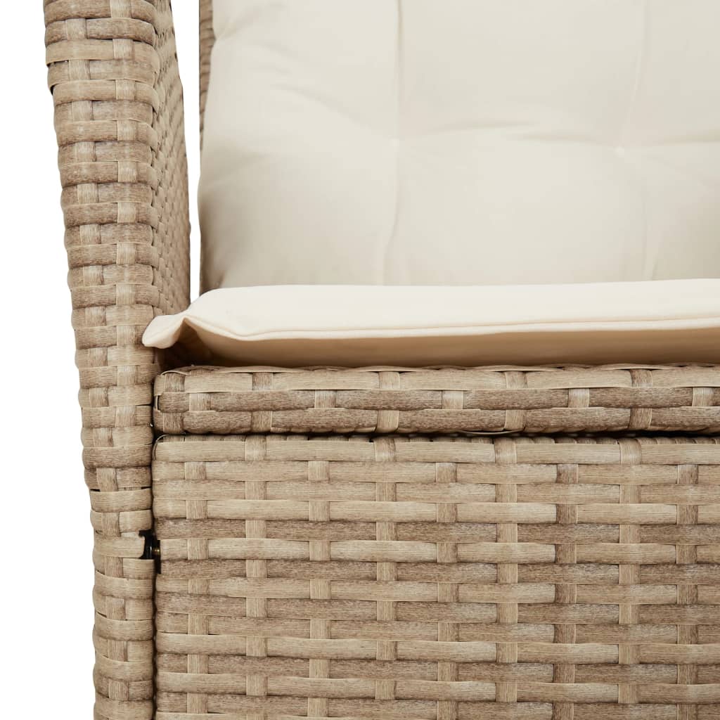 3-tlg. Garten-Essgruppe mit Kissen Beige Poly Rattan – Bild 6