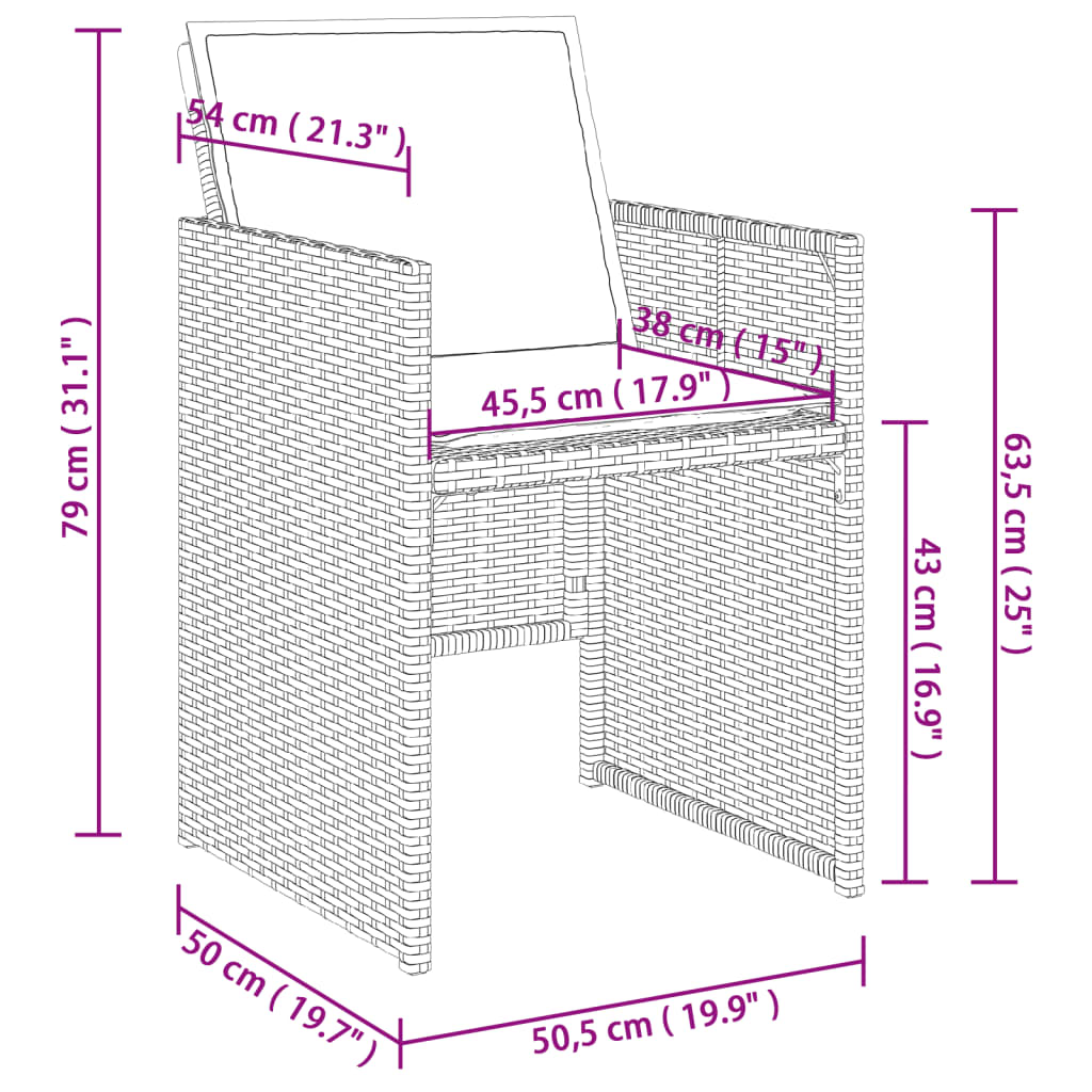 5-teiliges Garten-Ess-Set mit Kissen, grau, Polyrattan – Bild 10