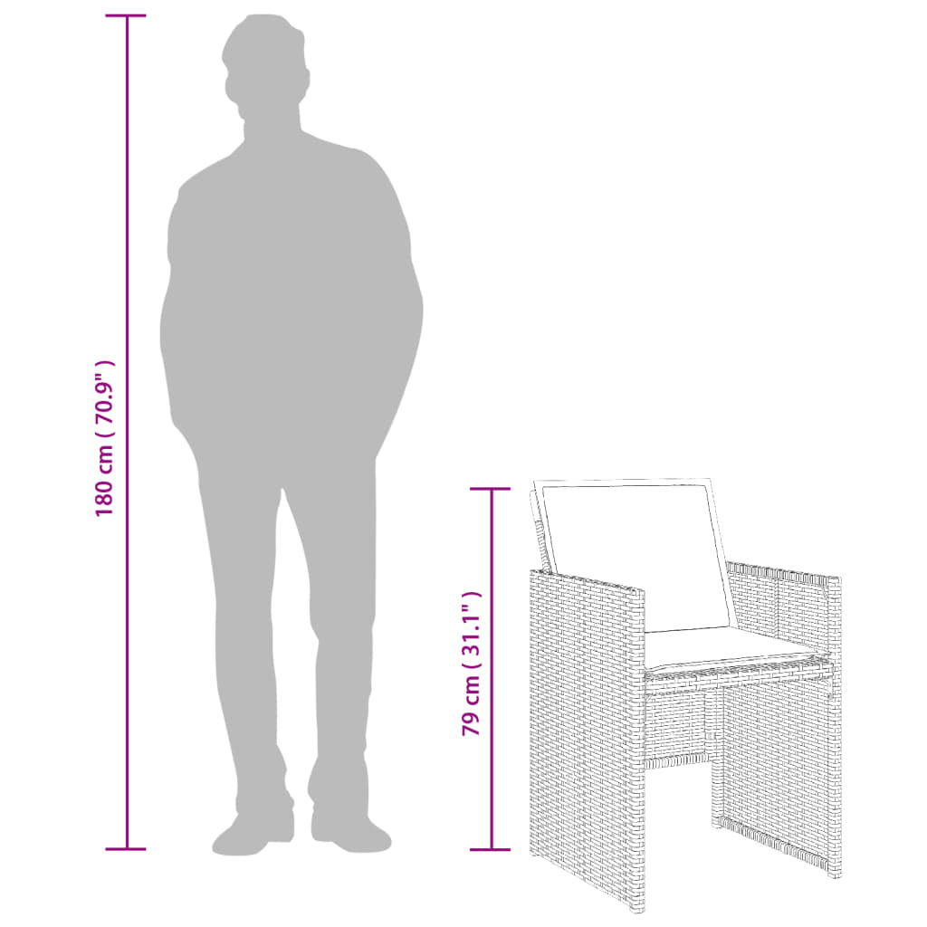 5-teiliges Garten-Ess-Set mit Kissen, grau, Polyrattan – Bild 11