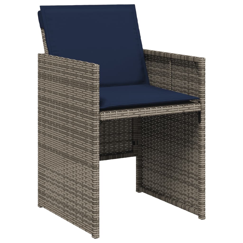 5-teiliges Garten-Ess-Set mit Kissen, grau, Polyrattan – Bild 5