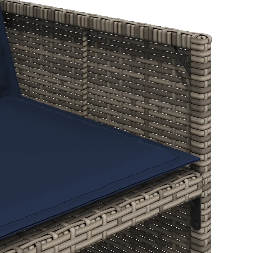 5-teiliges Garten-Ess-Set mit Kissen, grau, Polyrattan – Bild 8