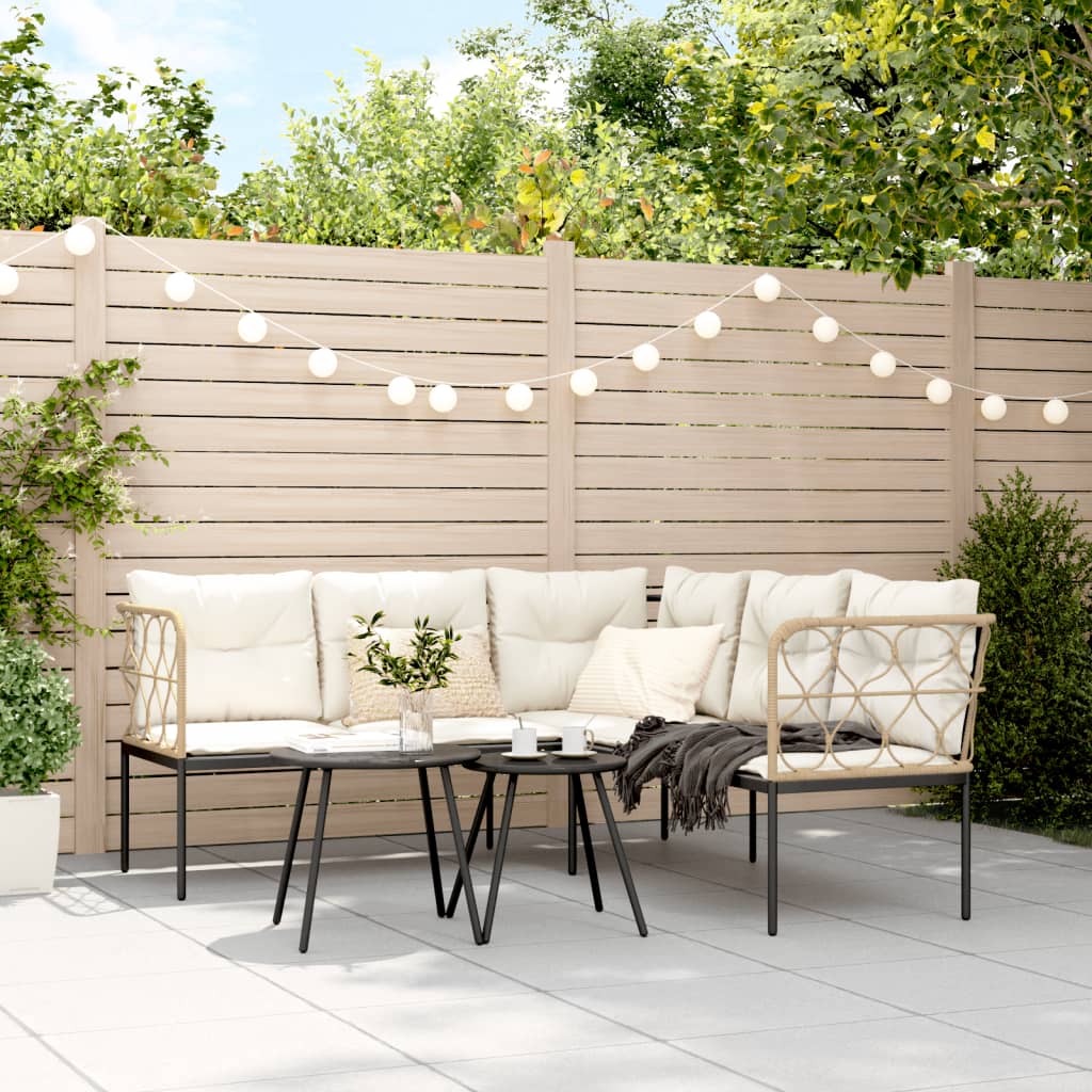 Garten-Sofagarnitur mit Kissen Schwarz Stahl und Textilene – Bild 3