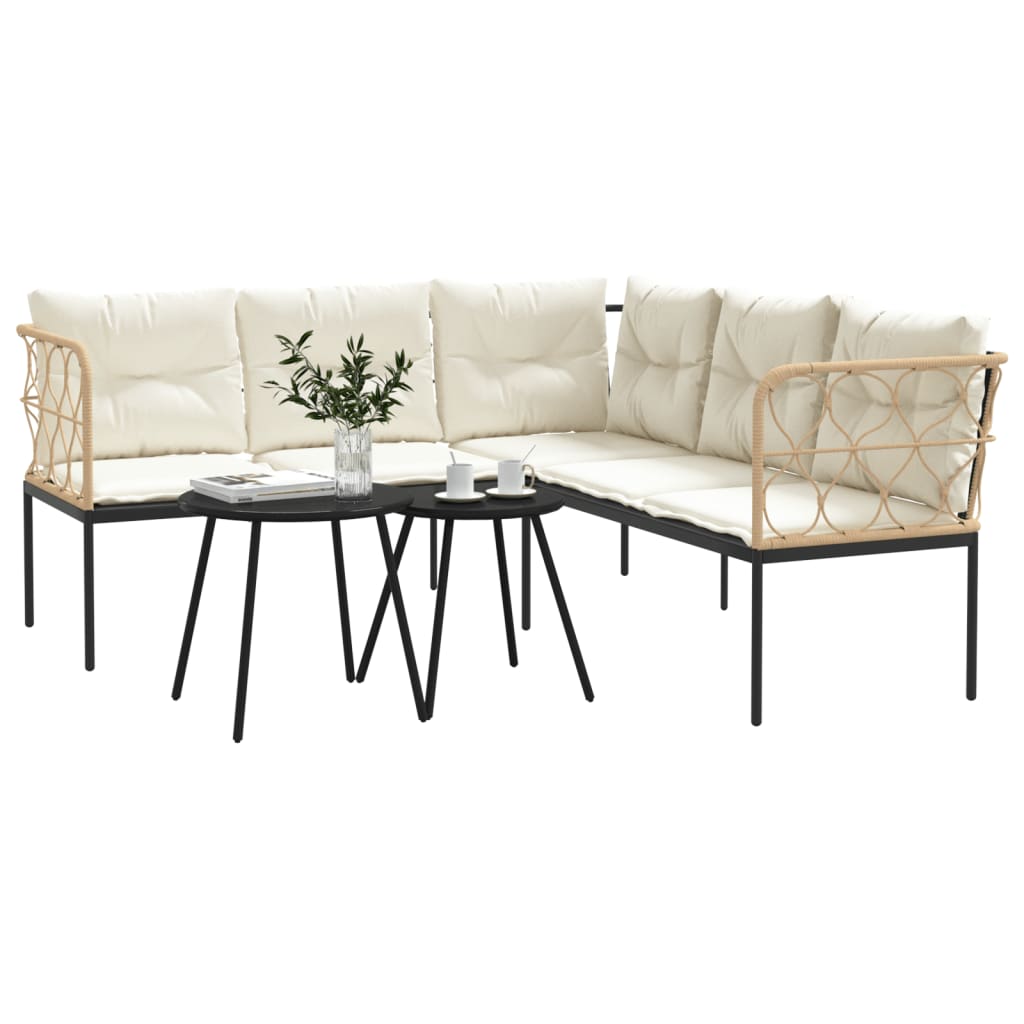 Garten-Sofagarnitur mit Kissen Schwarz Stahl und Textilene – Bild 4