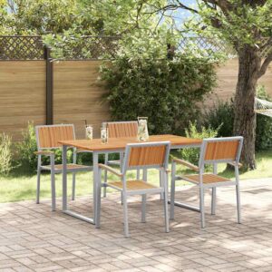 Garten Essgruppe 5 pcs Grau Massivholz Akazie