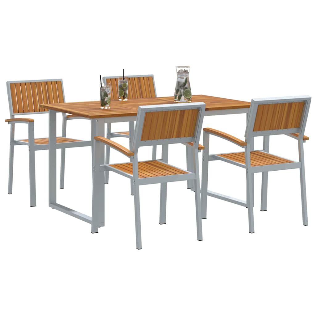Garten Essgruppe 5 pcs Grau Massivholz Akazie – Bild 3