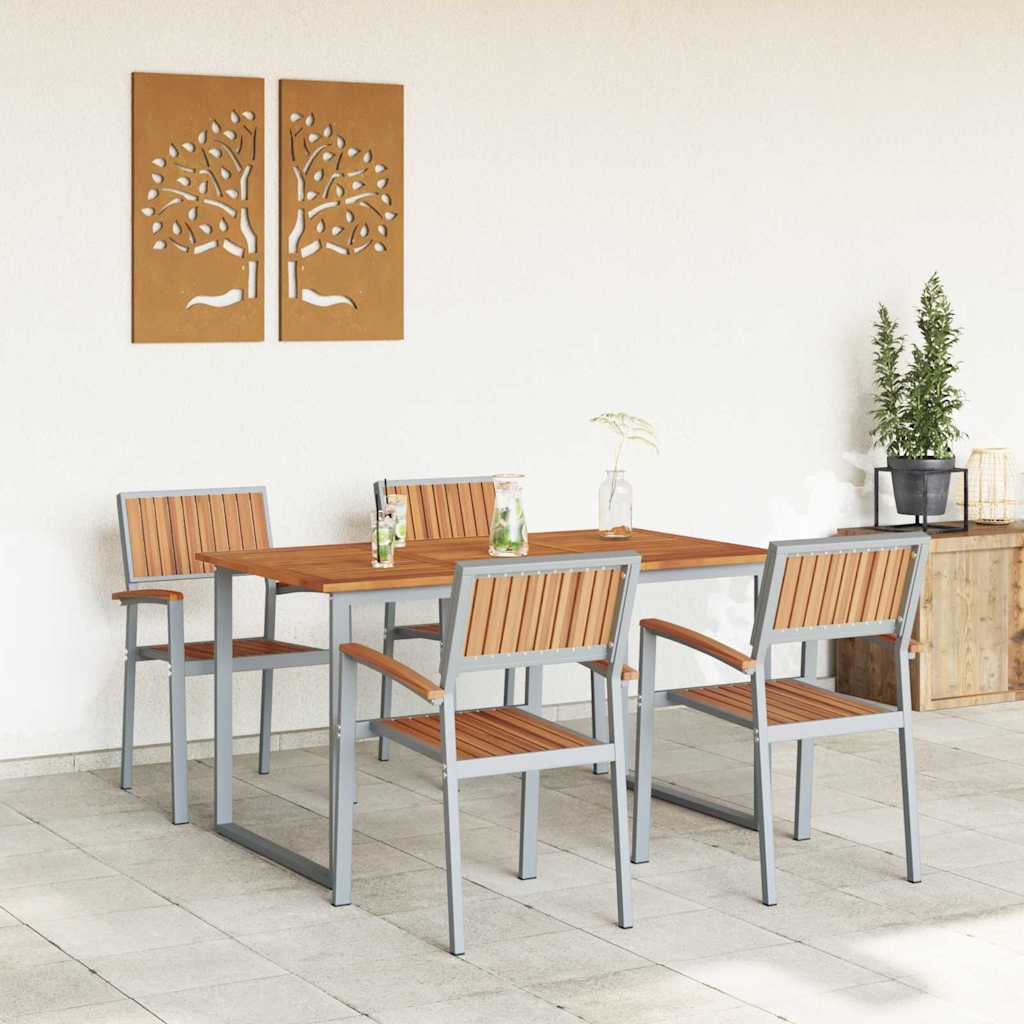 Garten Essgruppe 5 pcs Grau Massivholz Akazie – Bild 4