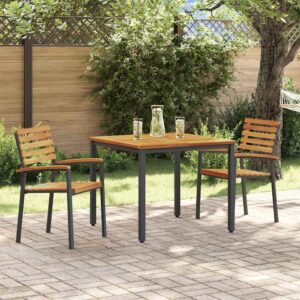 Garten Essgruppe 3 pcs Schwarz Massivholz Akazie
