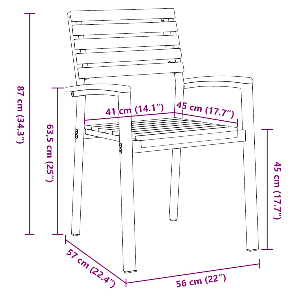 Garten Essgruppe 3 pcs Schwarz Massivholz Akazie – Bild 12
