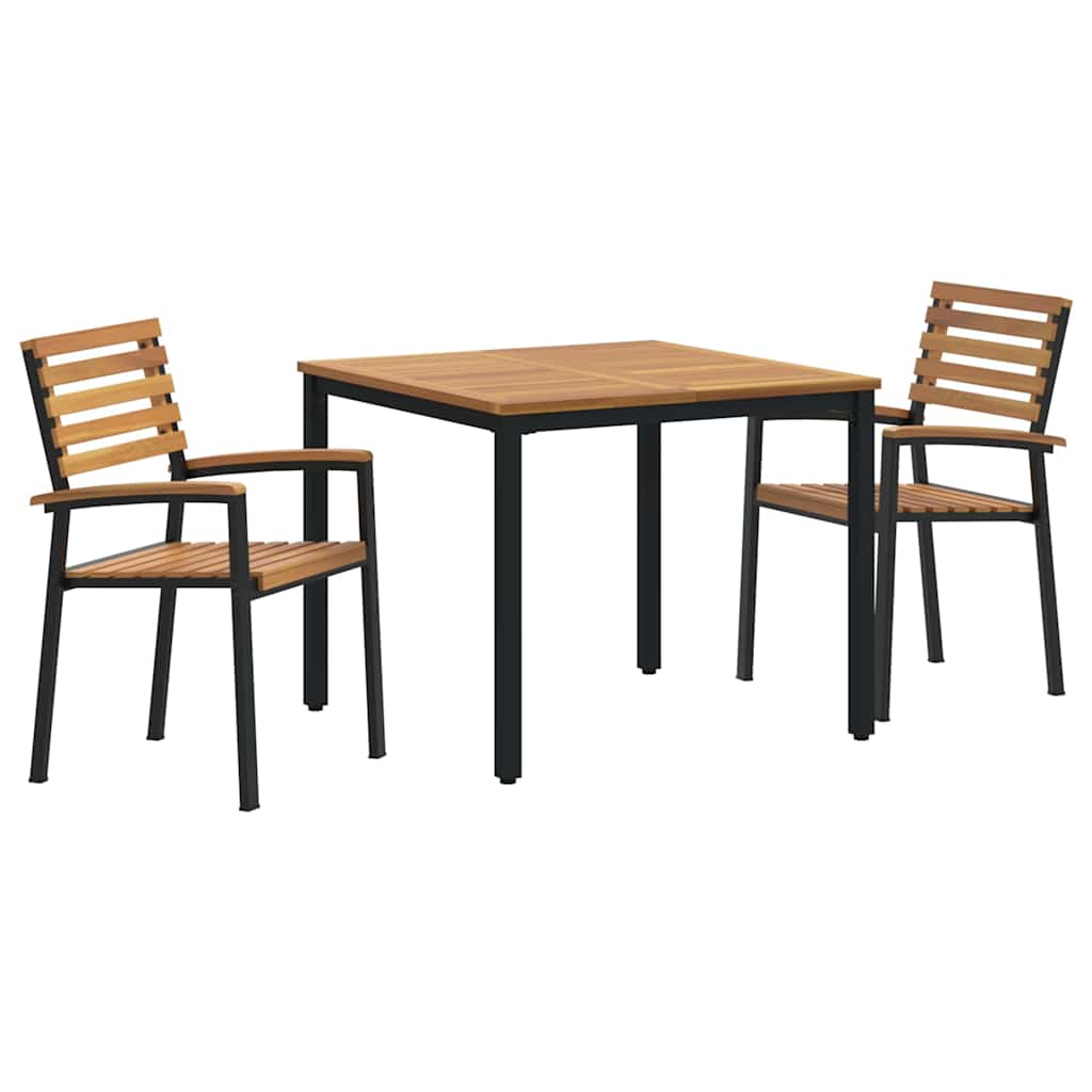 Garten Essgruppe 3 pcs Schwarz Massivholz Akazie – Bild 2