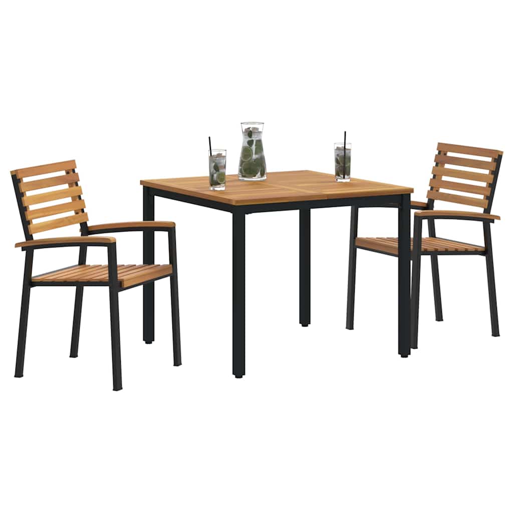 Garten Essgruppe 3 pcs Schwarz Massivholz Akazie – Bild 3