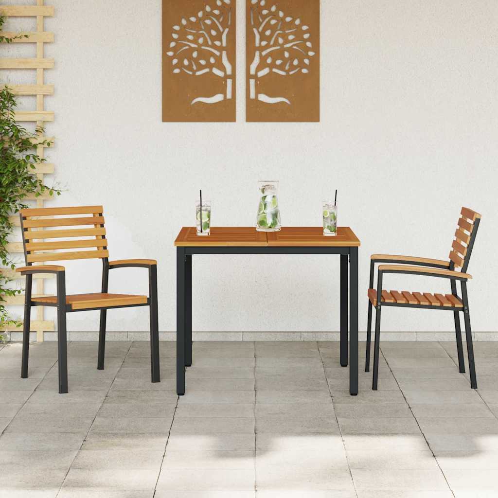 Garten Essgruppe 3 pcs Schwarz Massivholz Akazie – Bild 4