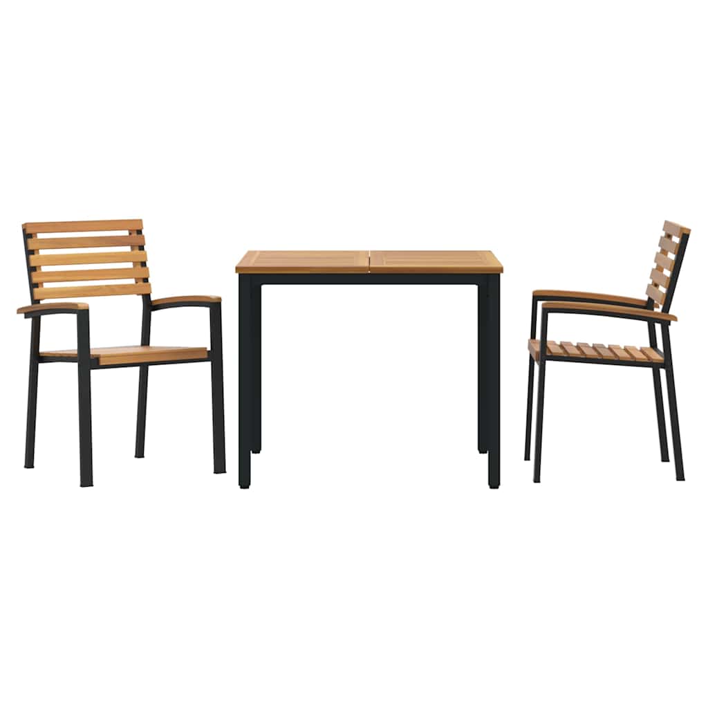 Garten Essgruppe 3 pcs Schwarz Massivholz Akazie – Bild 7