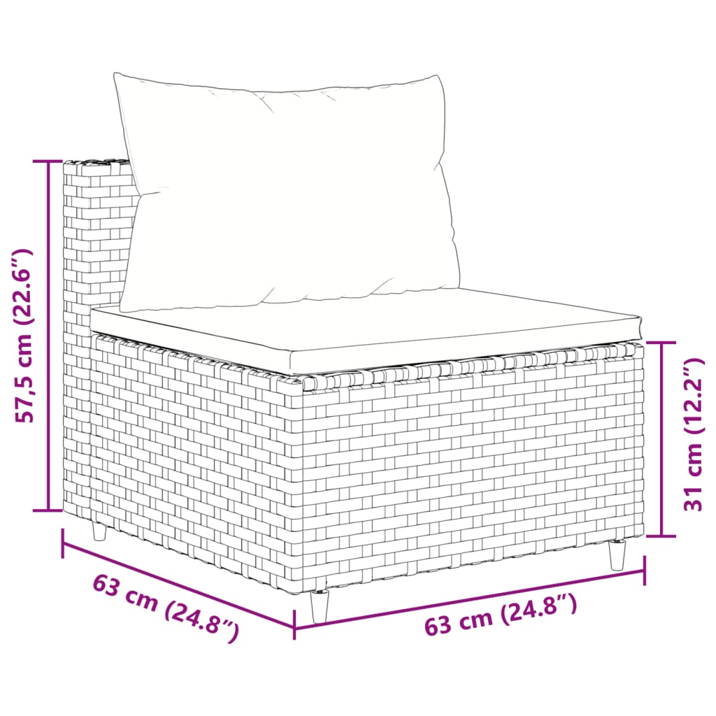 6-tlg. Garten-Lounge-Set mit Kissen Schwarz Poly Rattan – Bild 12