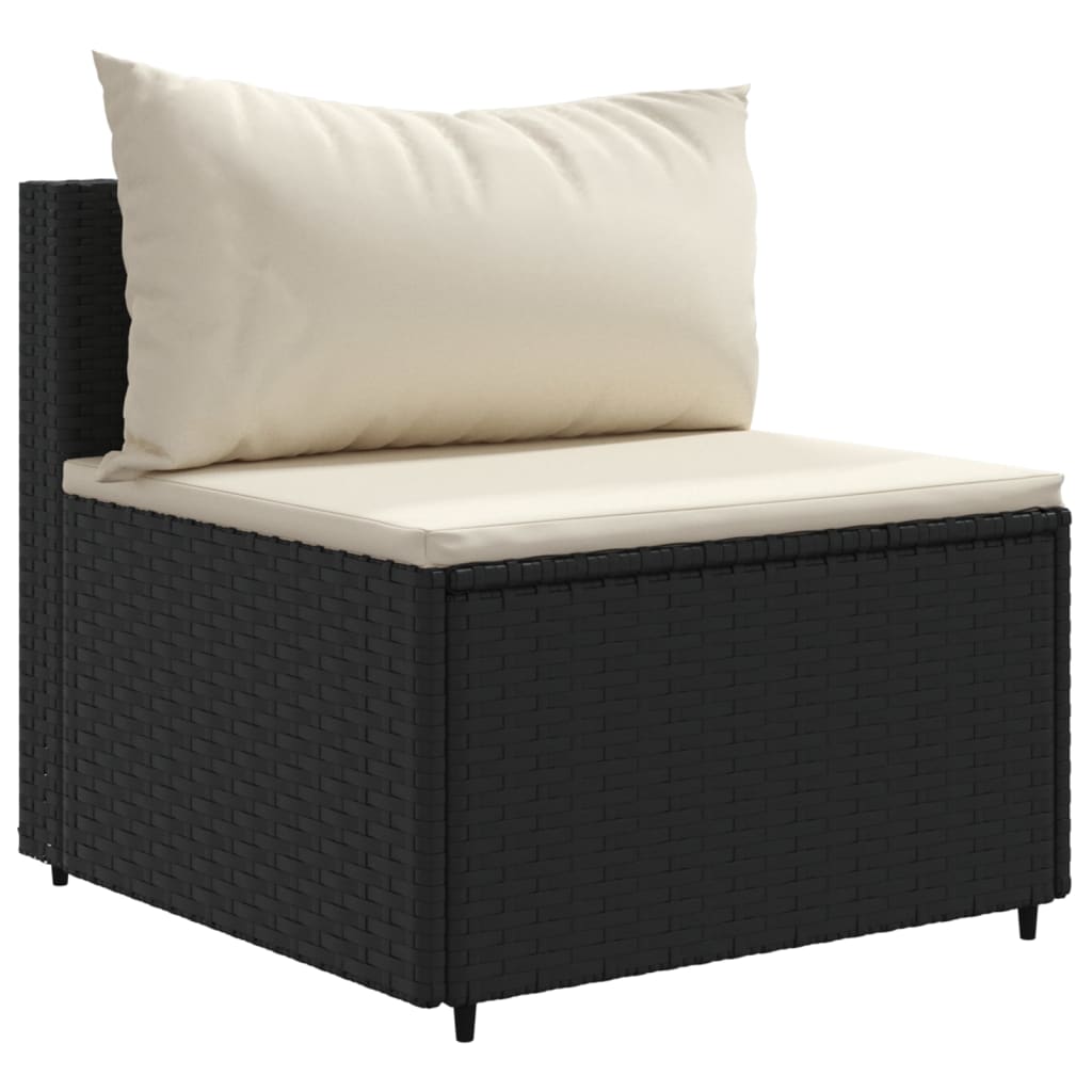 6-tlg. Garten-Lounge-Set mit Kissen Schwarz Poly Rattan – Bild 5