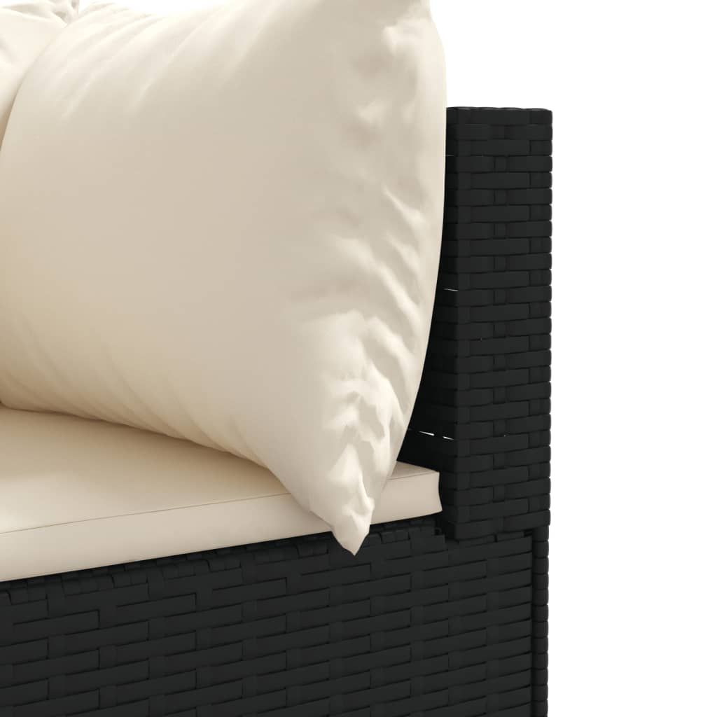 6-tlg. Garten-Lounge-Set mit Kissen Schwarz Poly Rattan – Bild 7