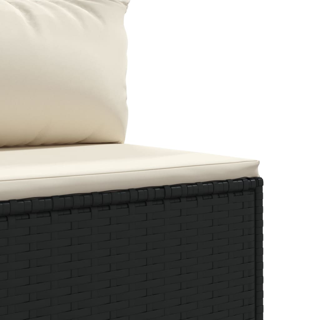 6-tlg. Garten-Lounge-Set mit Kissen Schwarz Poly Rattan – Bild 9