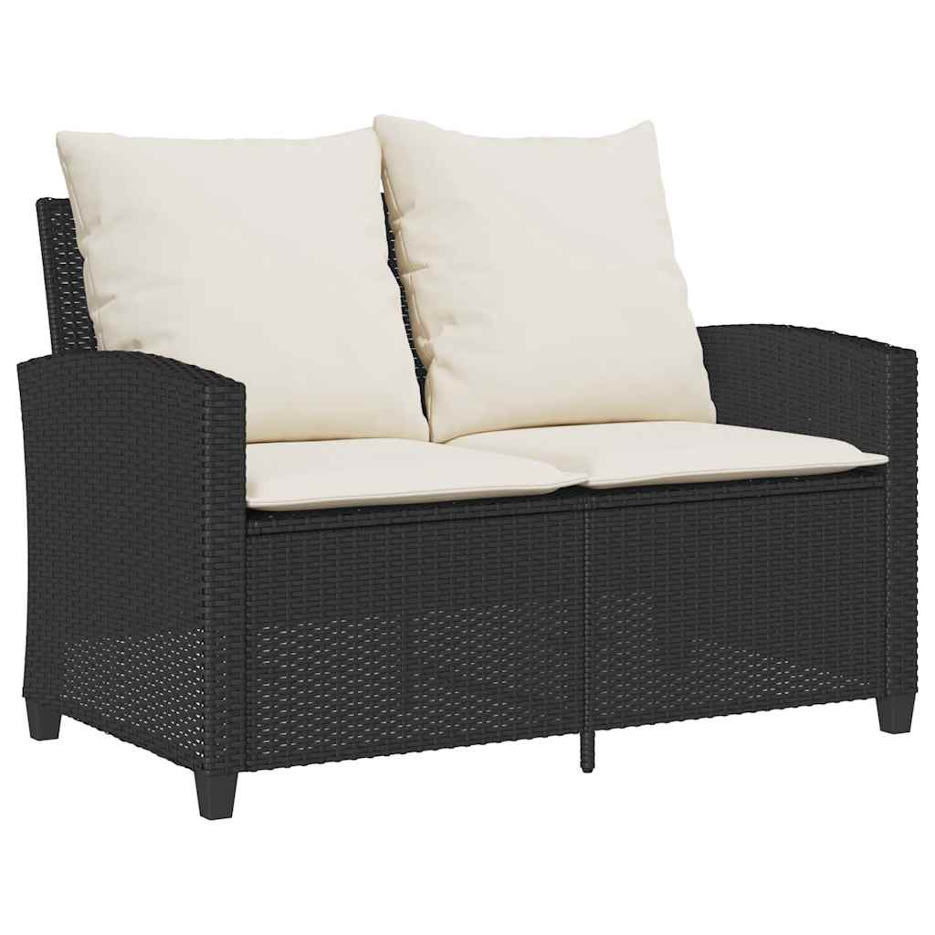 6-tlg. Garten-Sofagarnitur mit Kissen Schwarz Poly Rattan – Bild 5