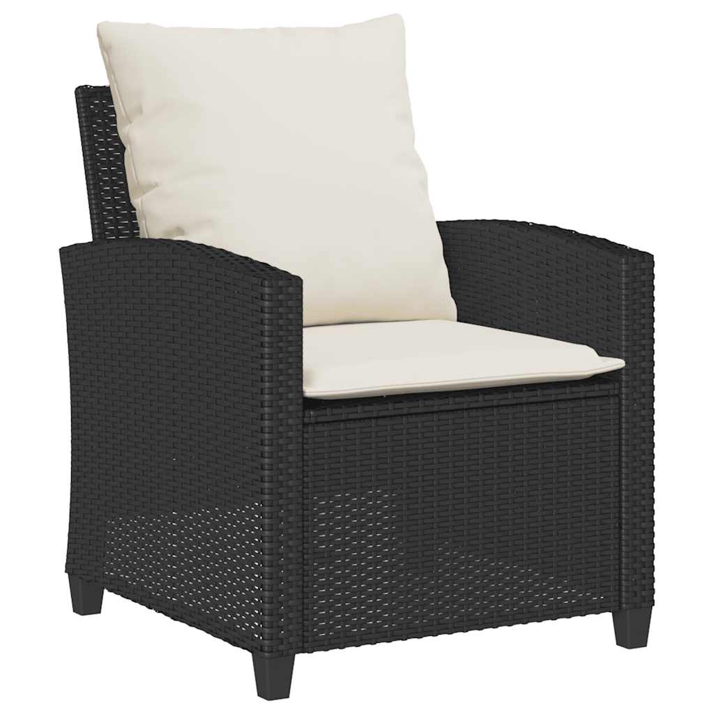 6-tlg. Garten-Sofagarnitur mit Kissen Schwarz Poly Rattan – Bild 6