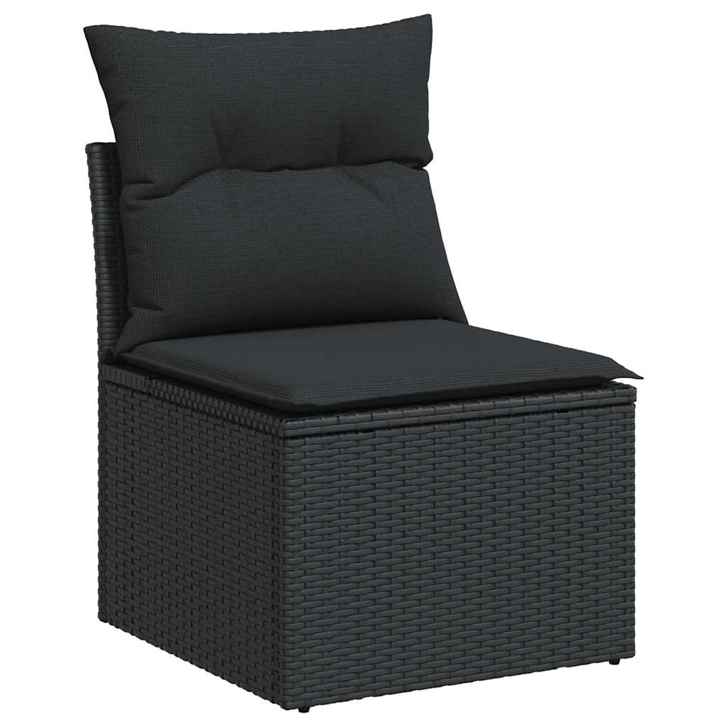 7-tlg. Garten-Sofagarnitur mit Kissen Schwarz Poly Rattan – Bild 3