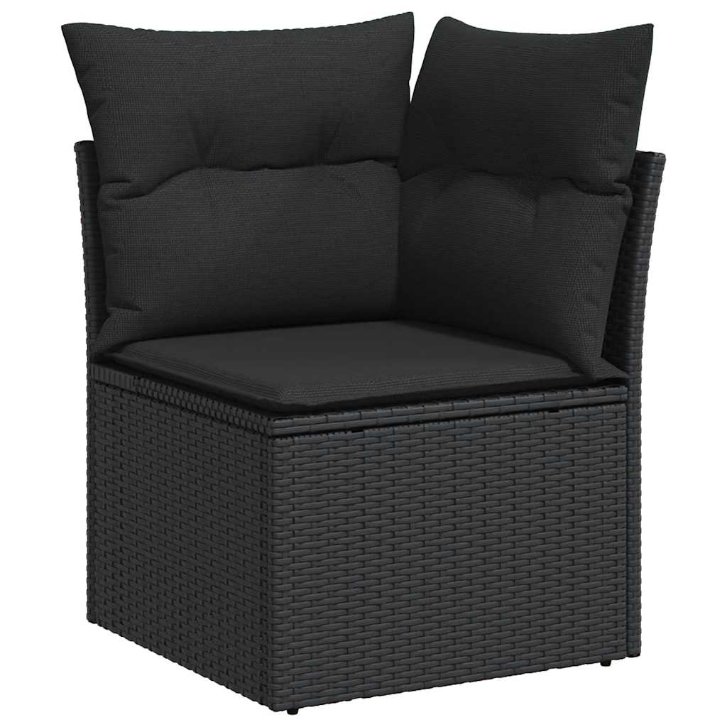 7-tlg. Garten-Sofagarnitur mit Kissen Schwarz Poly Rattan – Bild 4
